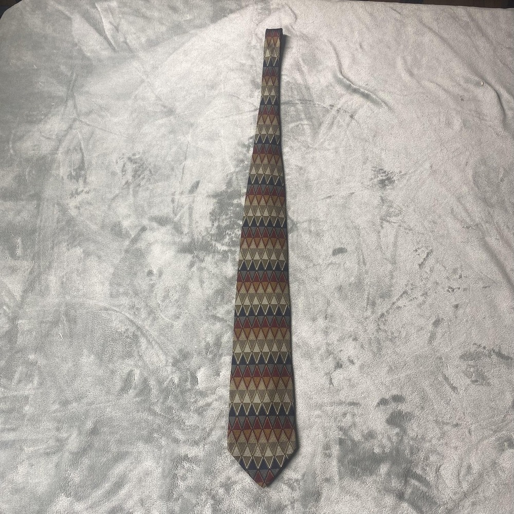 Zinc Tie Mens One‎ Size Multicolor Geometric Silk Wide Handmade Jacquard Necktie - Picture 6 of 9